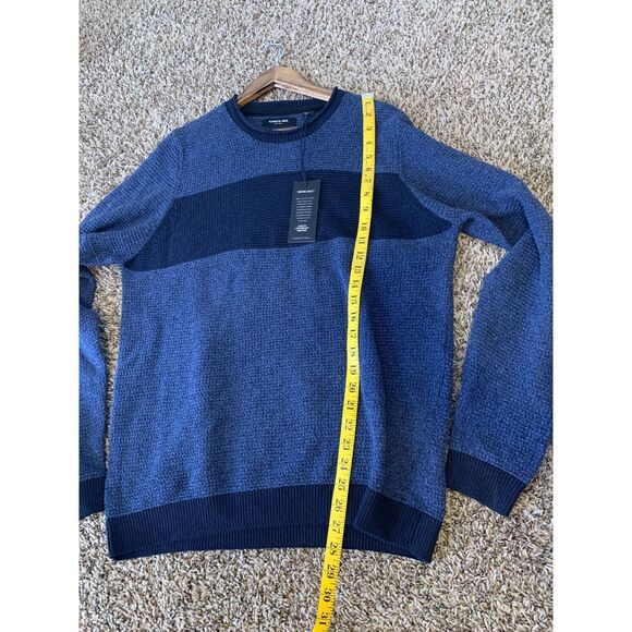 NWT Kenneth Cole Reaction Blue Sweater Mens Sz M Crew Neck Stripe Long Sleeve - Picture 8 of 8